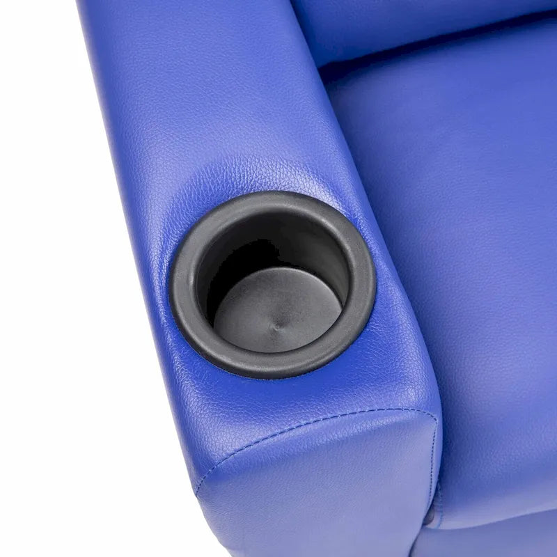 Kids Push-Back Recliner Chair with Cup Holder Padded Headrest Footrest