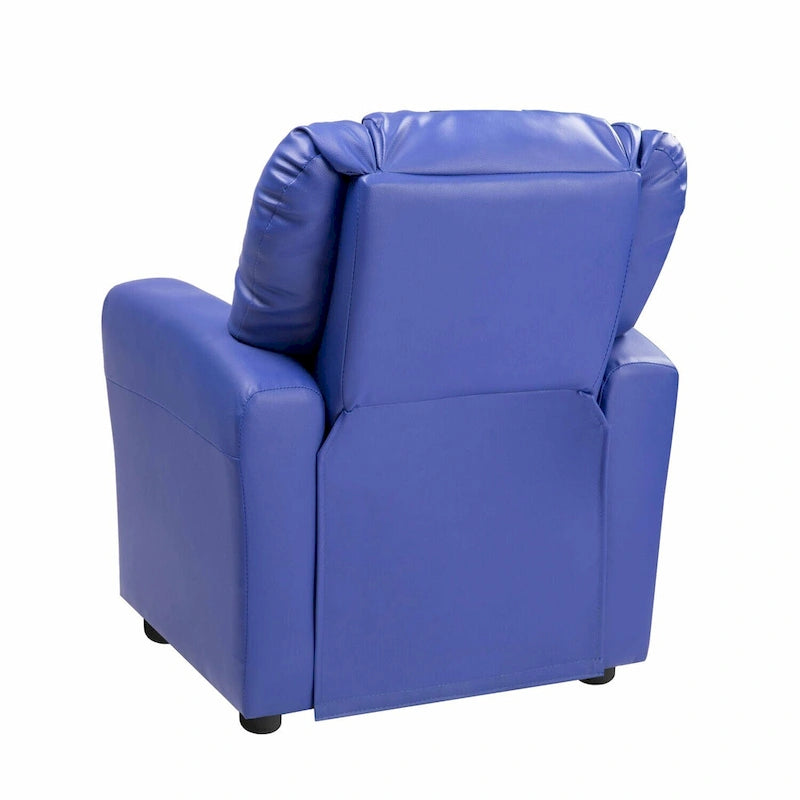 Kids Push-Back Recliner Chair with Cup Holder Padded Headrest Footrest