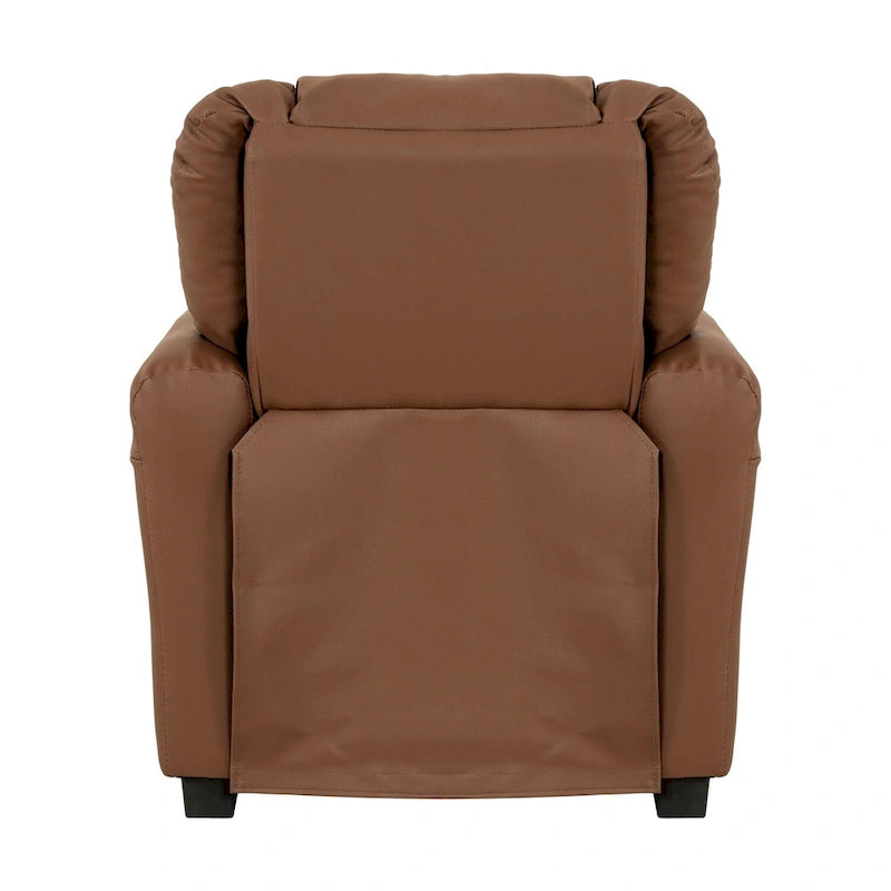 Kids Push-Back Recliner Chair with Cup Holder Padded Headrest Footrest