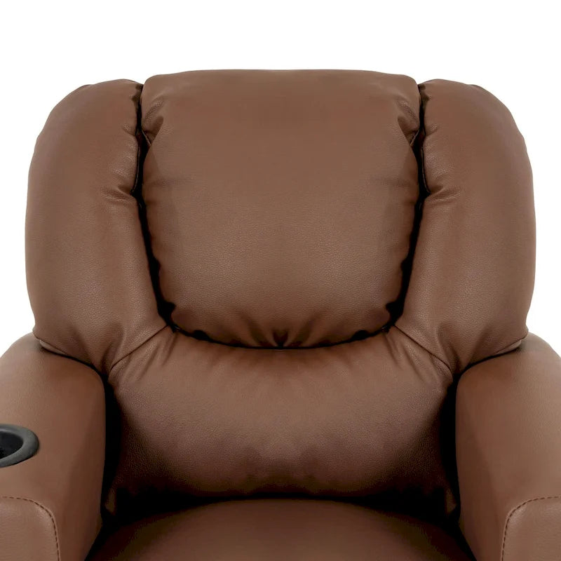 Kids Push-Back Recliner Chair with Cup Holder Padded Headrest Footrest