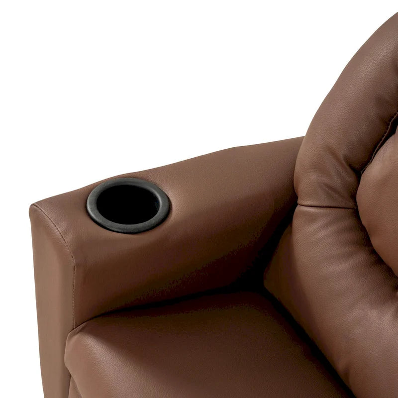 Kids Push-Back Recliner Chair with Cup Holder Padded Headrest Footrest