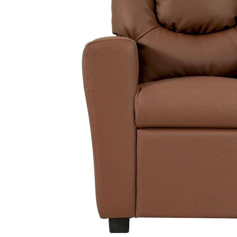 Kids Push-Back Recliner Chair with Cup Holder Padded Headrest Footrest