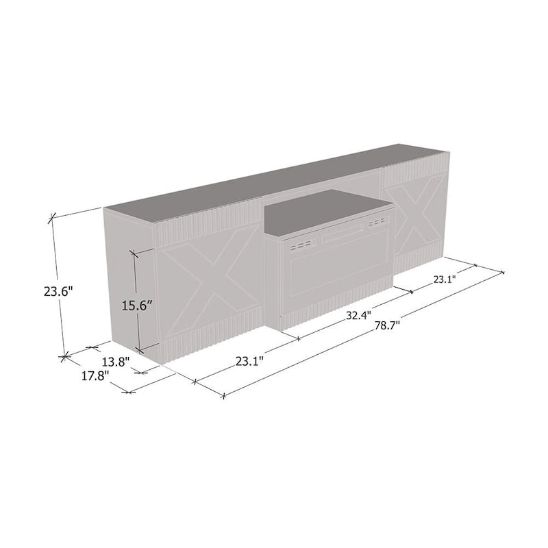 Modern Electric Fireplace TV Stand with High Gloss Doors Storage Cabinet