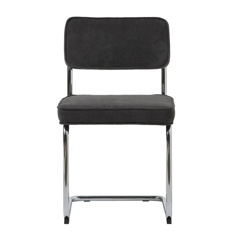 Corduroy Upholstered Dining Chair with Chrome Cantilever Legs Retro Style