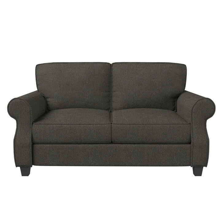 Rolled Arm Loveseat Sofa with Foam Cushions Solid Wood Frame