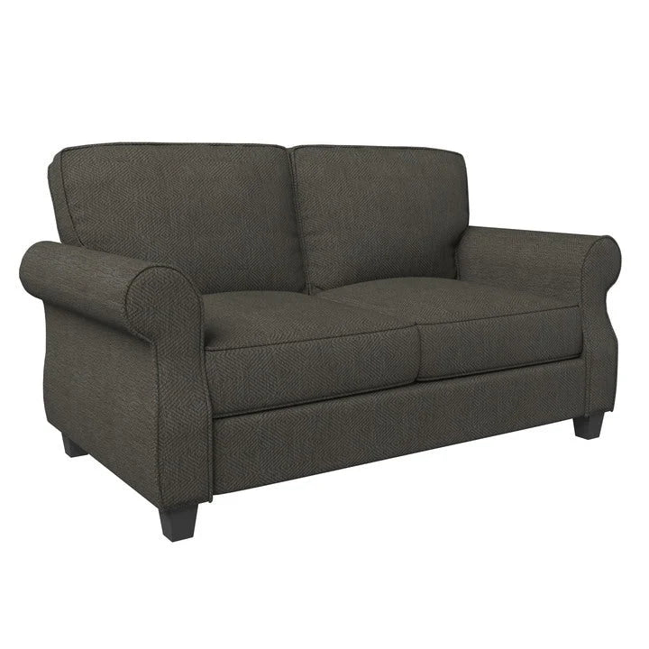 Rolled Arm Loveseat Sofa with Foam Cushions Solid Wood Frame