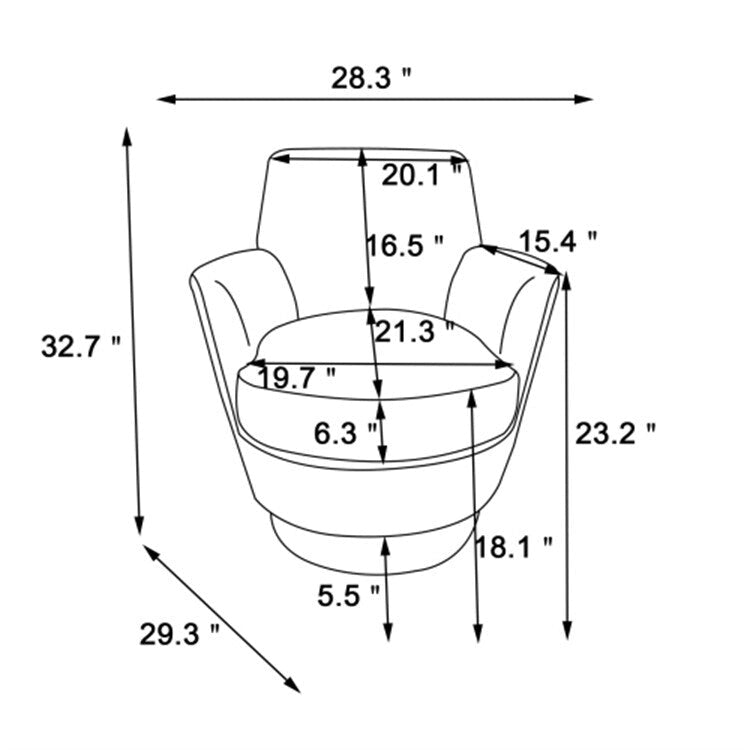 Polyester Swivel Barrel Chair with Stainless Steel Base