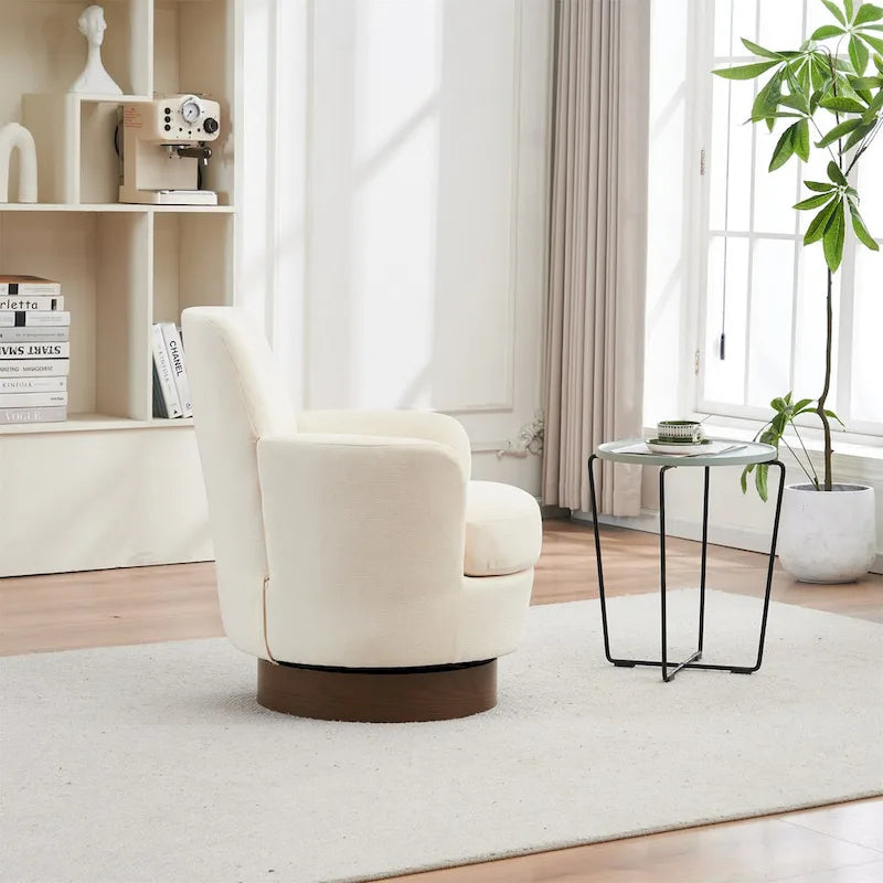 Polyester Swivel Barrel Chair with Stainless Steel Base