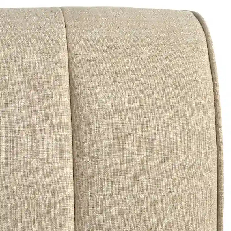Channel Tufted Corner Chair Linen Fabric High Back Rubberwood Legs Cream