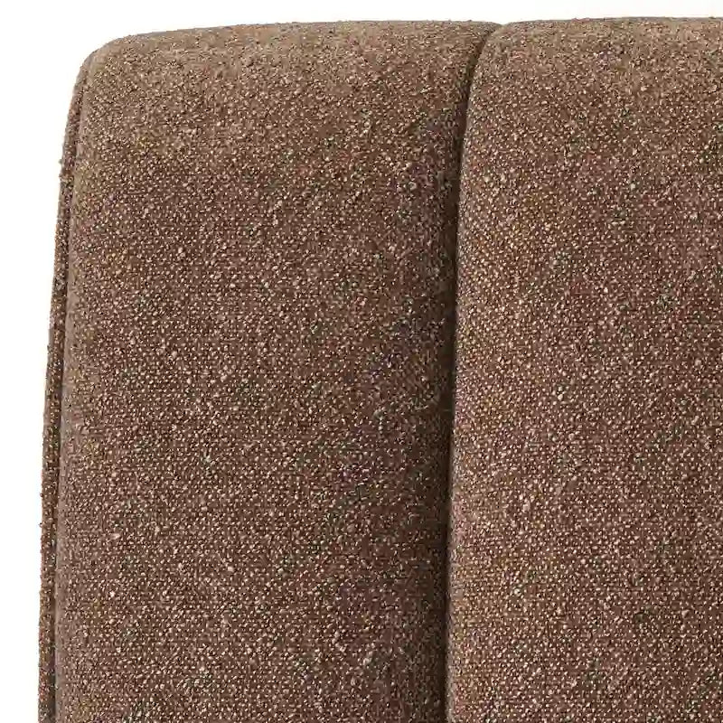 Channel Tufted Corner Chair Linen Fabric High Back Rubberwood Legs Cream