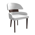 Curved Back Vegan Leather Dining Chair with Arms Rubberwood Legs