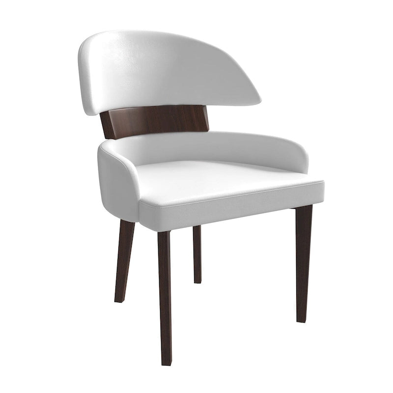 Curved Back Vegan Leather Dining Chair with Arms Rubberwood Legs