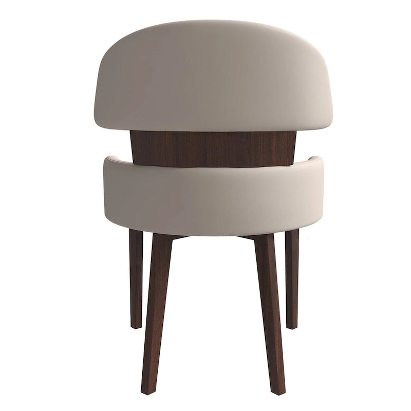 Curved Back Vegan Leather Dining Chair with Arms Rubberwood Legs