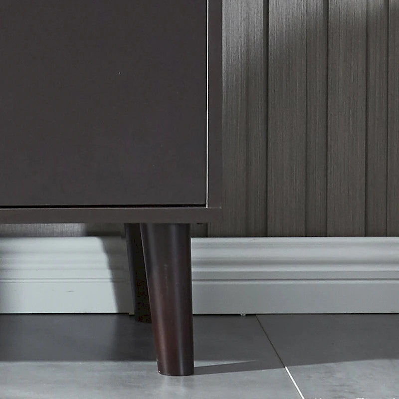 5-Shelf Bookcase with 2-Door Cabinet and Tapered Wood Legs MDF