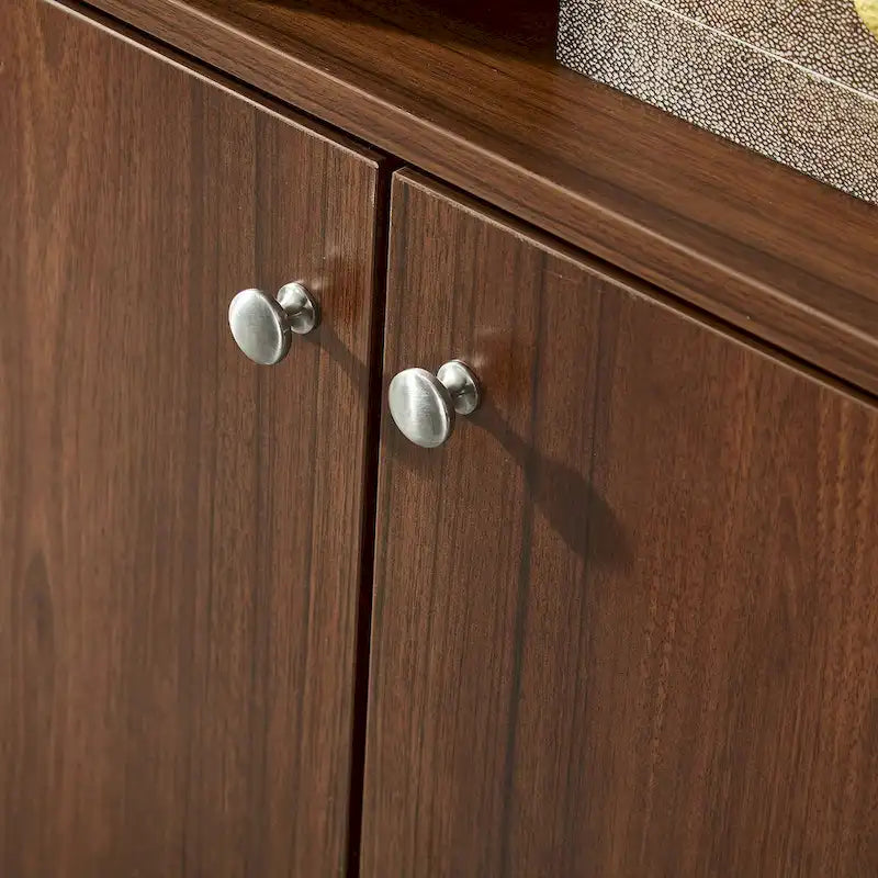 5-Shelf Bookcase with 2-Door Cabinet and Tapered Wood Legs MDF