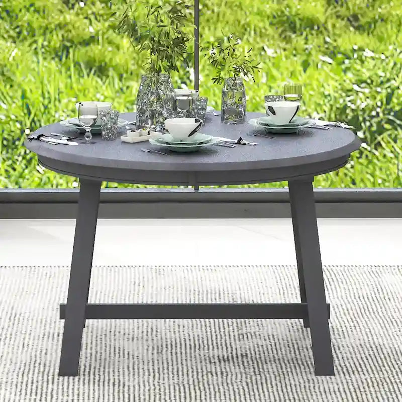 Round Extendable Dining Table with Flip Leaf Hidden Extension Rubberwood Legs