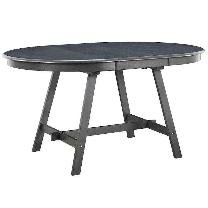 Round Extendable Dining Table with Flip Leaf Hidden Extension Rubberwood Legs