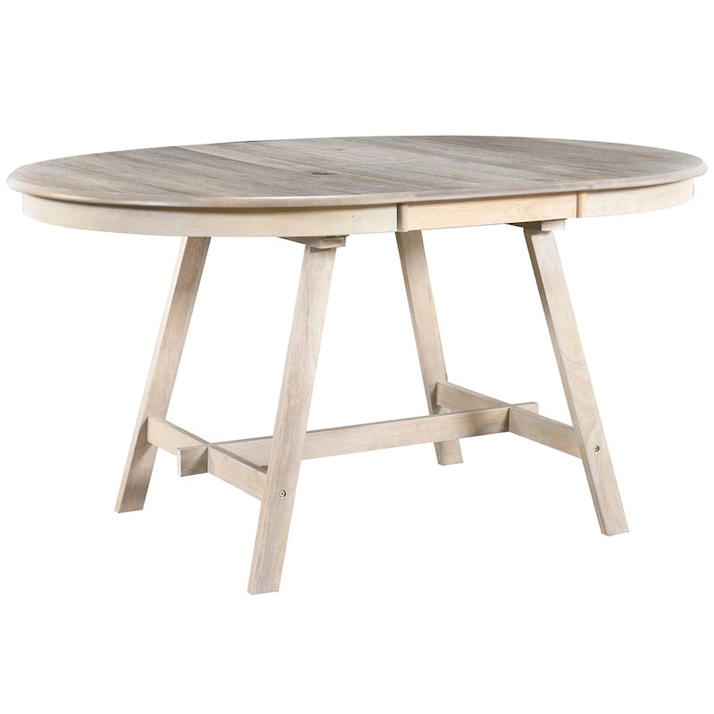 Round Extendable Dining Table with Flip Leaf Hidden Extension Rubberwood Legs
