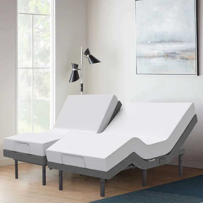 Adjustable Bed Base with Massage USB Ports and Under-Bed Lighting