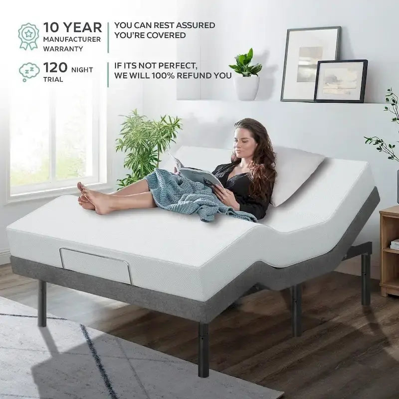 Adjustable Bed Base with Massage USB Ports and Under-Bed Lighting