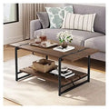 2-Tier Farmhouse Industrial Coffee Table with Lower Storage Shelf Steel Frame